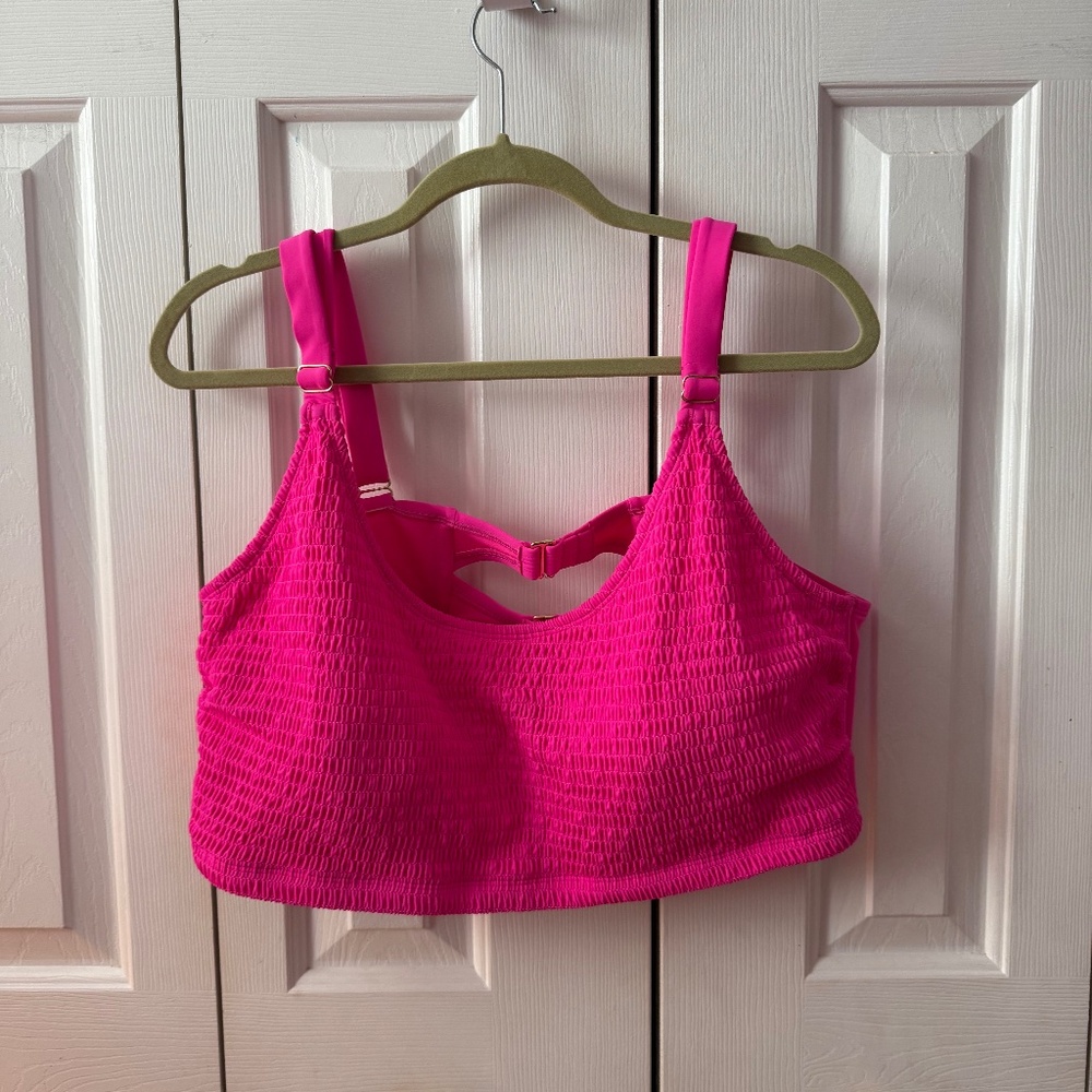 Vibrant Pink Smocked Swim Top Wild Fable